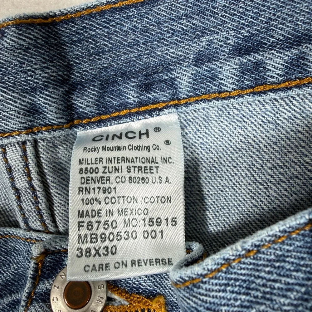 Cinch Mens Jeans 38x30 Blue Denim‎ Relaxed Fit Straight Leg Workwear Pants